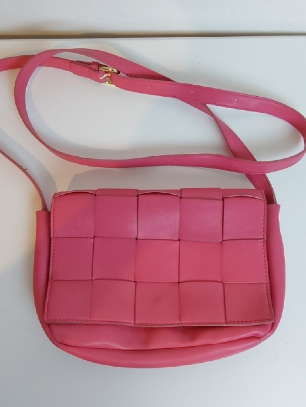 Worthington Pink Woven Crossbody Shoulder Bag Cassette Purse S/M